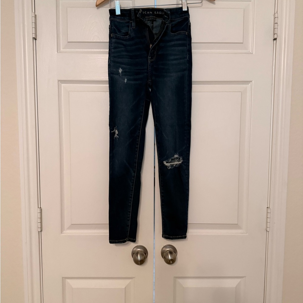 American Eagle Outfitters Women's High Rise Dark Blue Jeans